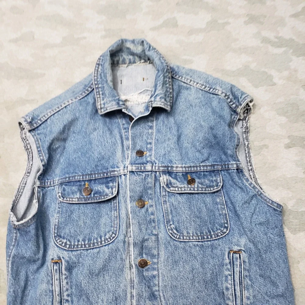 VTG Levi's Vest Mens Medium Blue Trucker Biker Denim Medium Wash 80s